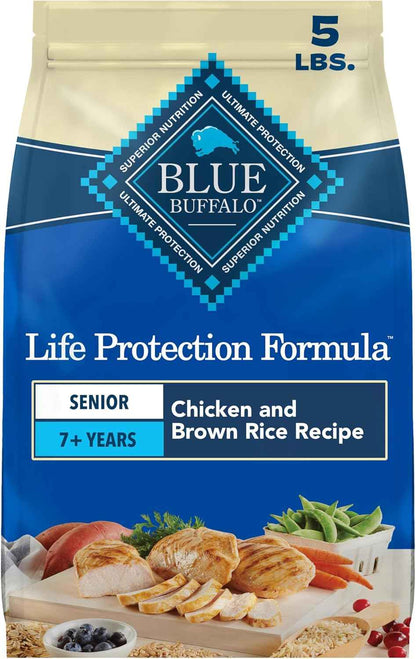 Blue Buffalo Senior Life Protection Chicken & Brown Rice – Clean-Label Nutrition with AAFCO-Compliant Senior Formula, 6 lb