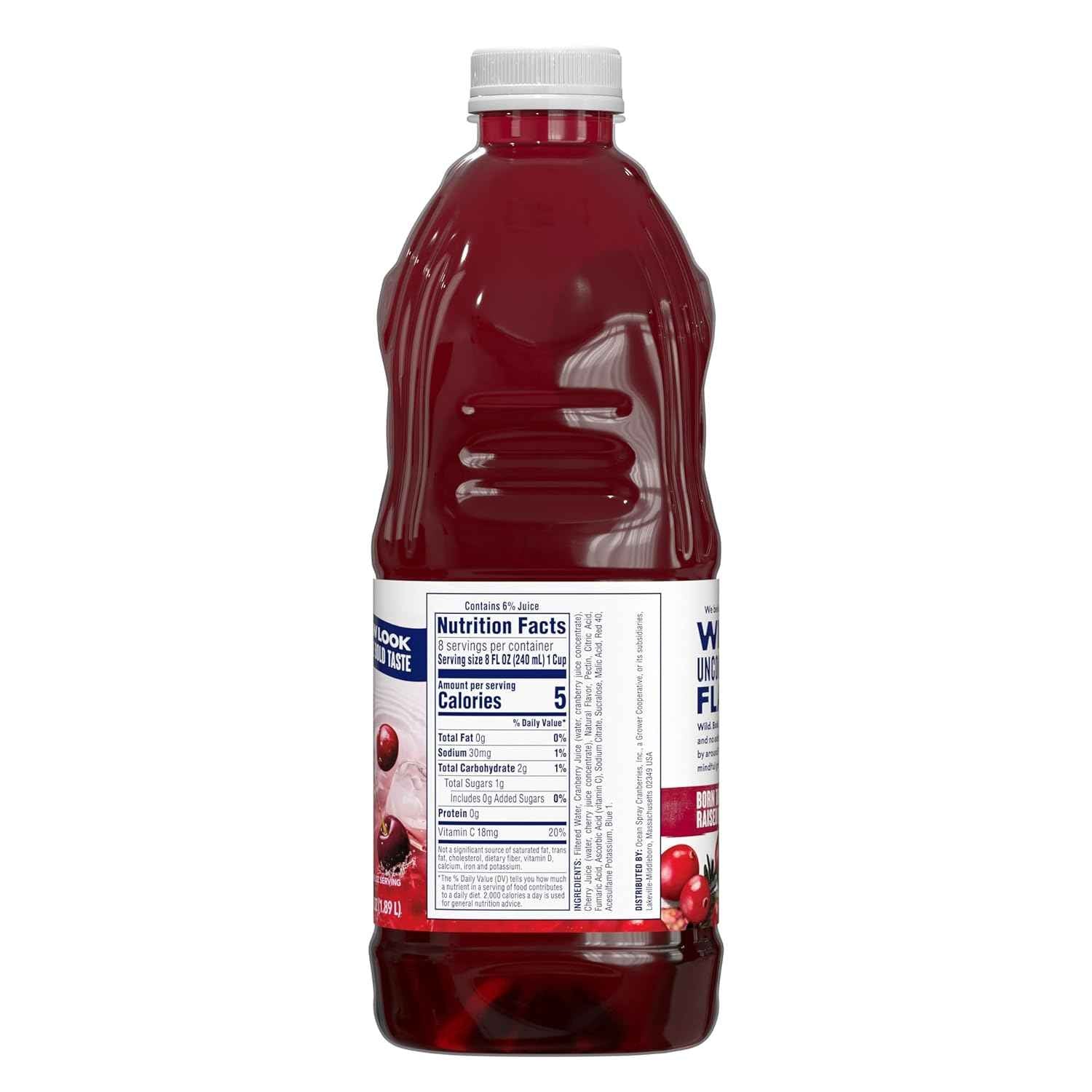 Ocean Spray® Diet Cran-Cherry® Cranberry Cherry Juice Drink – Patio and Backyard Mixer, 64 oz Bottle for Open-Air Gatherings