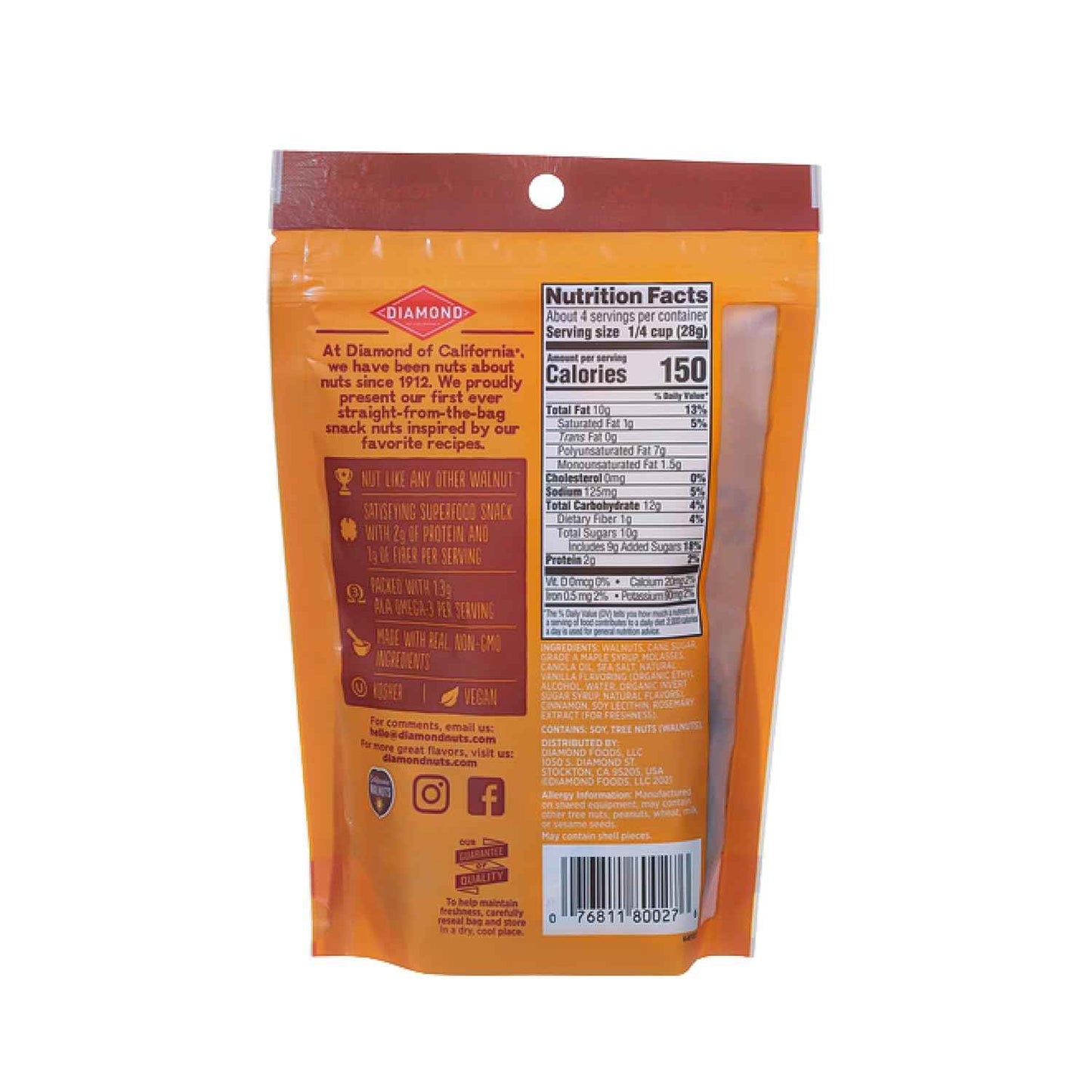 Diamond of California Sweet Maple Walnuts 4 oz – Gourmet Gift Basket Filler for Foodie Friends