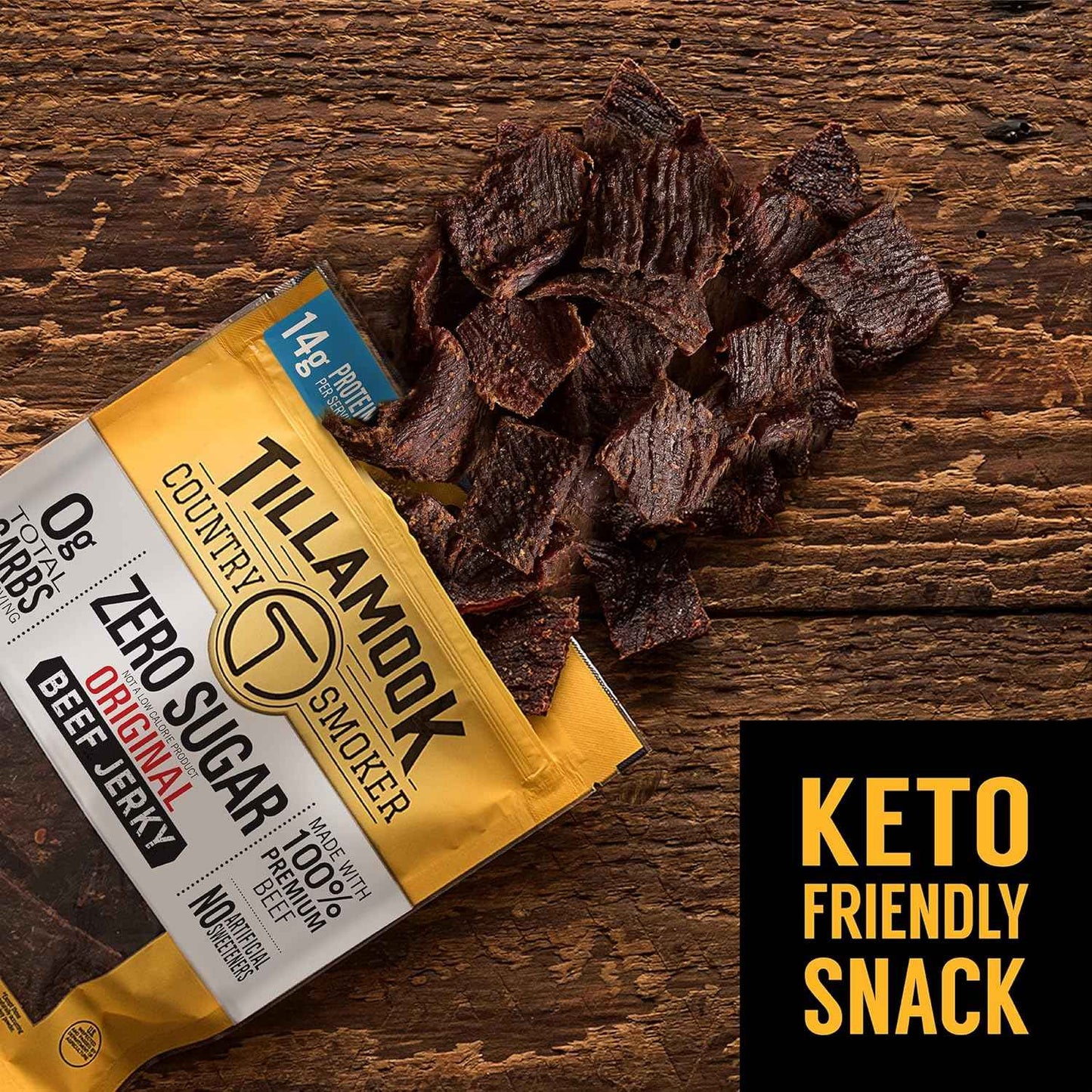 Tillamook Country Smoker Keto Beef Jerky – Durable Packable Protein for Camping, Cycling, and Fishing Trips