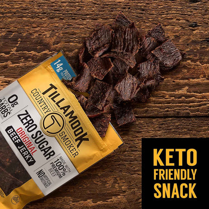 Tillamook Country Smoker Keto Beef Jerky – Durable Packable Protein for Camping, Cycling, and Fishing Trips