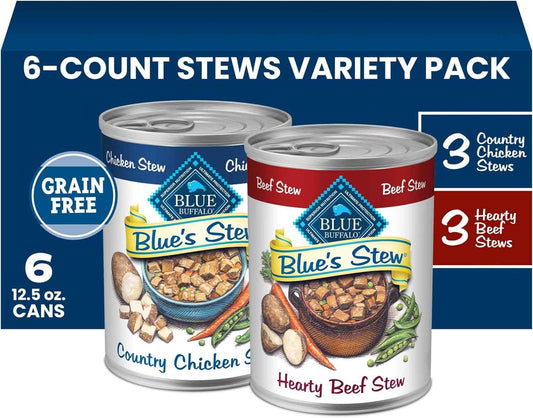 Blue Buffalo Blue's Stew Hearty Beef & Country Chicken Canned Dog Food, Vet-Formulated with No By-Products or Fillers