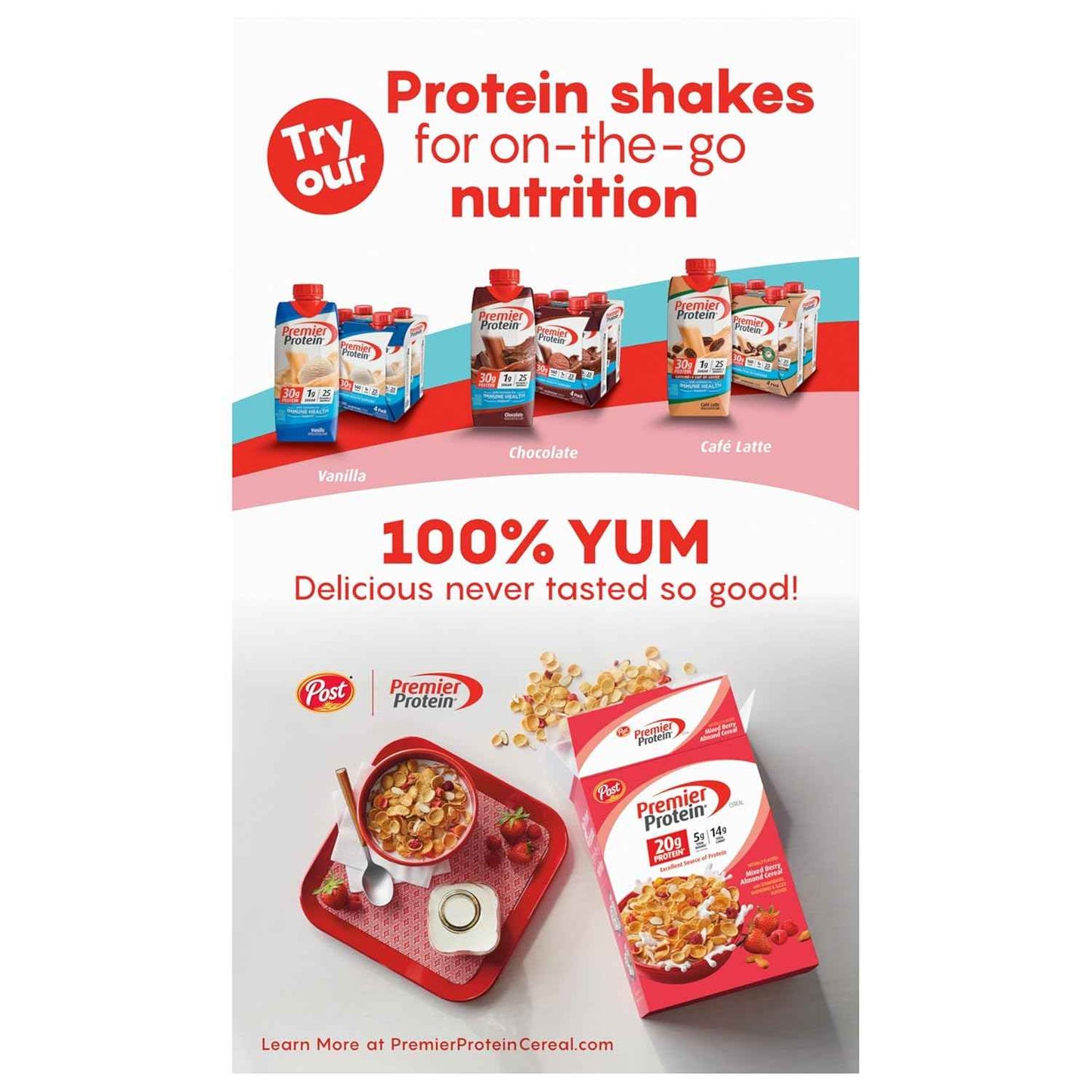 Post Premier Protein Chocolate Almond Cereal — Birthday Gift for the Fitness Enthusiast, Low-Sugar Protein Cereal in a 30 oz Box