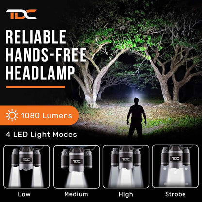TDC Head Lamp Led Rechargeable - Practical Gift for Dad, Husband, and Outdoor Enthusiasts