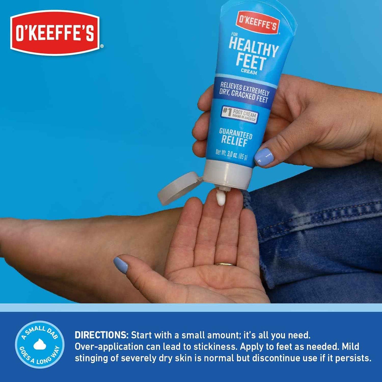 O'Keeffe's for Healthy Feet Foot Cream – TSA-Friendly 3.2 oz Travel Jar for On-the-Go Foot Repair