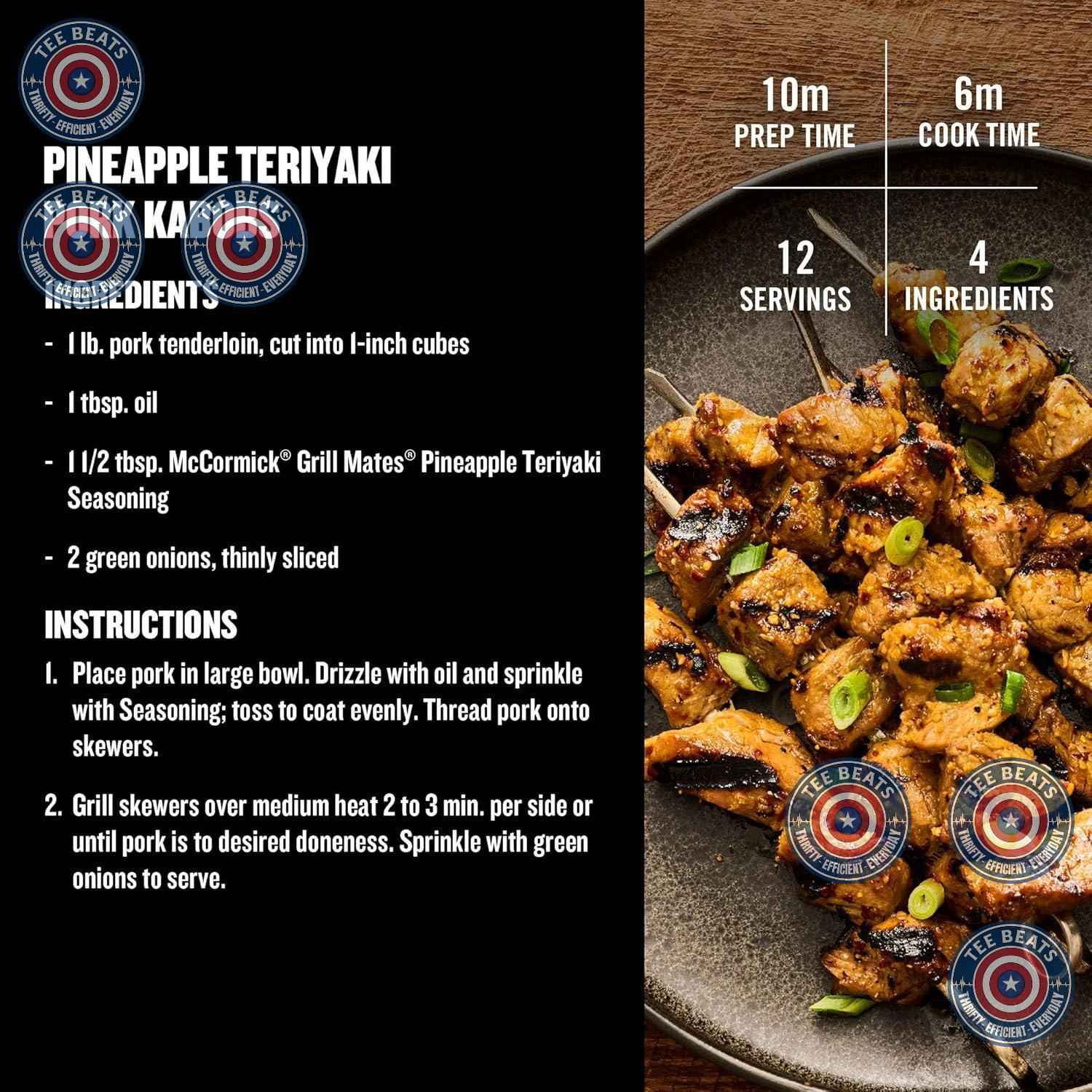 McCormick Grill Mates Pineapple Teriyaki Seasoning for Quick Weeknight Dinners, Fast 1-Tbsp Shake-On Flavor for Air Fryer and Stovetop