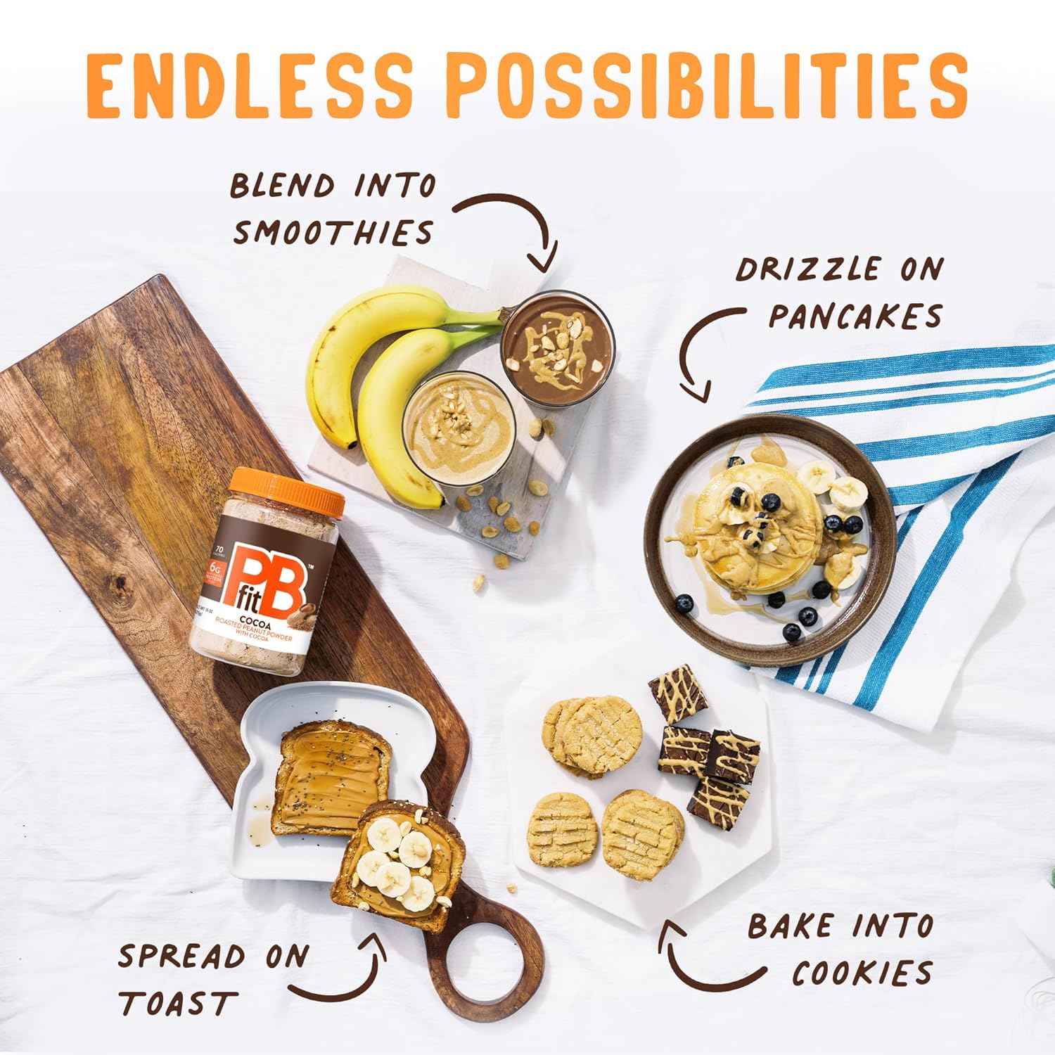 PBfit Peanut Butter Powder – Kid-Approved Baking Ingredient for Family Cookies, Muffins, and Pancakes, 8g Protein