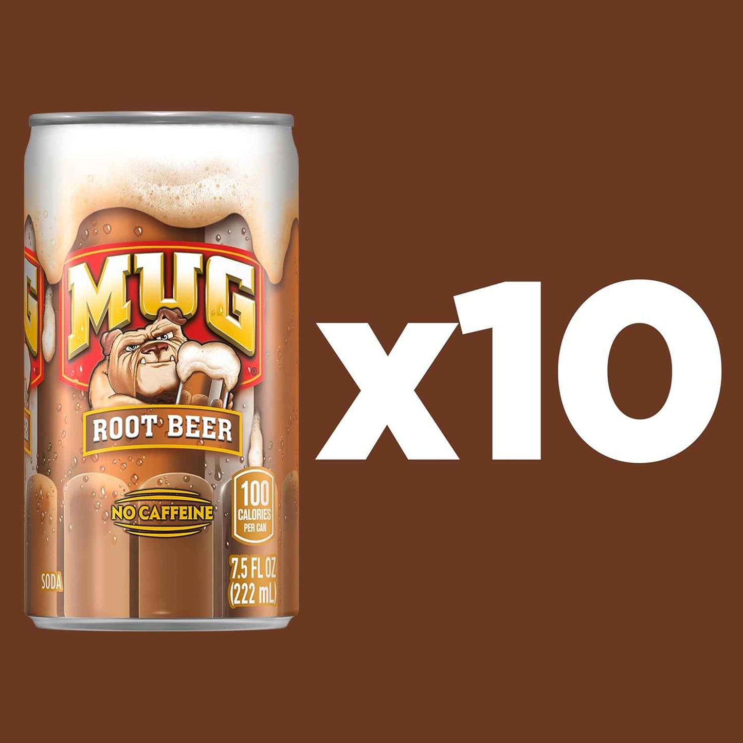 Mug Root Beer Mini Cans 7.5 oz, Caffeine-Free Portion-Controlled Soda 10 Pack for Calorie-Conscious Drinkers