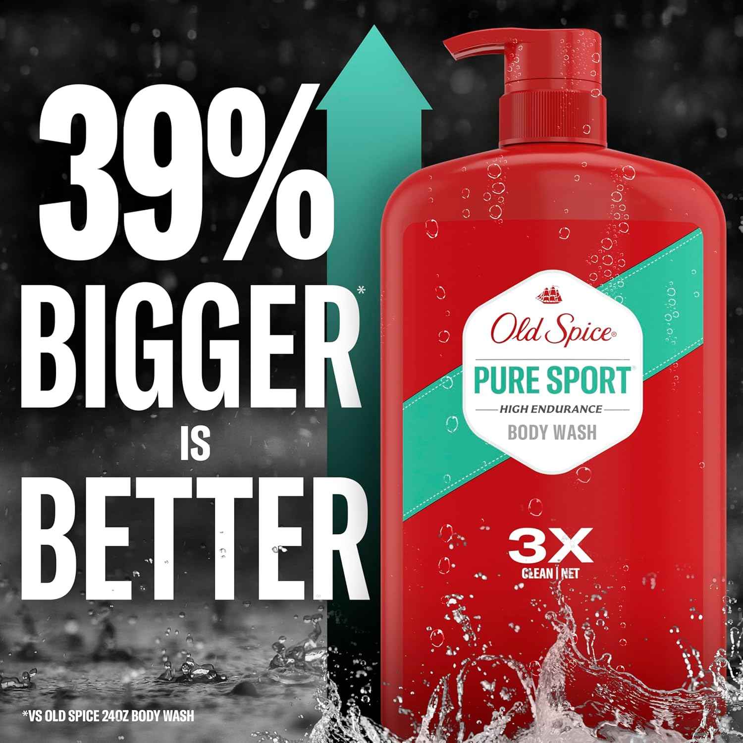 Old Spice Body Wash for Men – Bulk Father's Day Gift Set with Long-Lasting Pure Sport and Crisp Scents, 33.4 oz Pack of 4