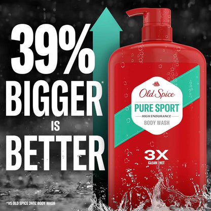 Old Spice Body Wash for Men – Bulk Father's Day Gift Set with Long-Lasting Pure Sport and Crisp Scents, 33.4 oz Pack of 4