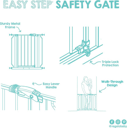 Regalo Baby Gate with Door – Thoughtful Baby Shower Gift for New Parents, Pressure Mounted Safety Gate for Stairs and Doorways