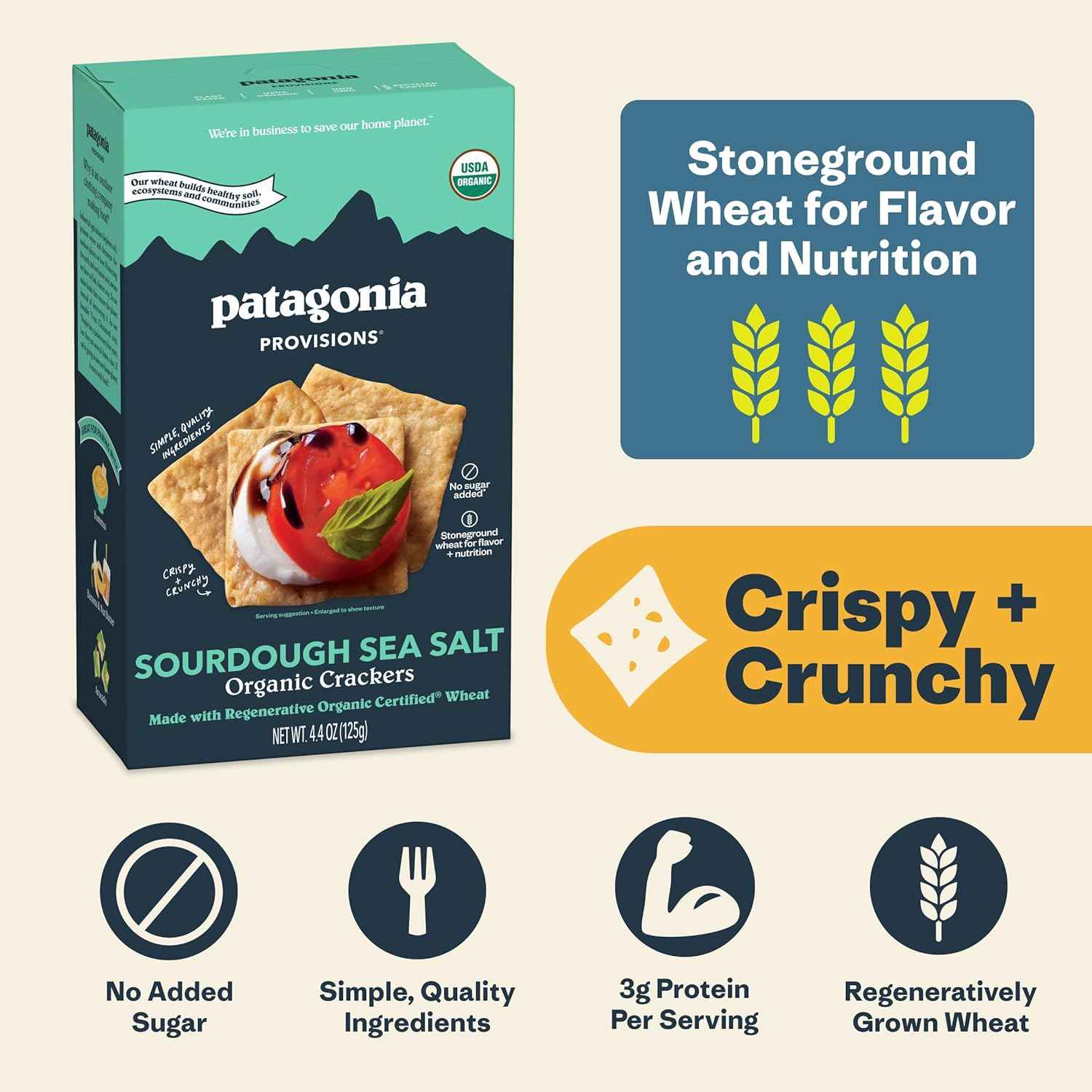 Patagonia Provisions Sourdough Crackers – No Added Sugar Lunchbox Snack for School and Playdates