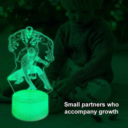 3D Superhero Illusion Lamp – Modern Bedroom Decor Accent with 16 Color Modes, Dimmable LED Mood Lighting