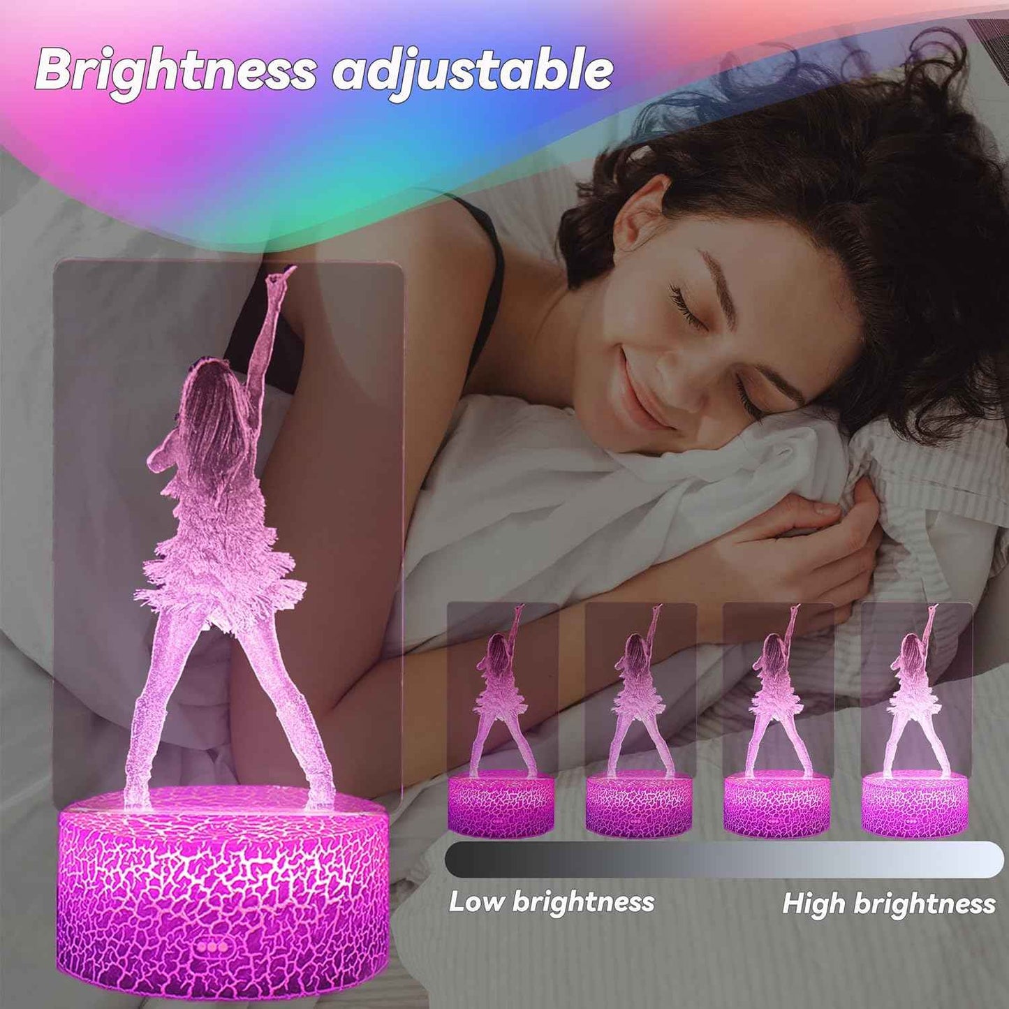 Pop Star Acrylic Night Light – Personalized Birthday Gift for Girls, 16 Color Remote Control Lamp