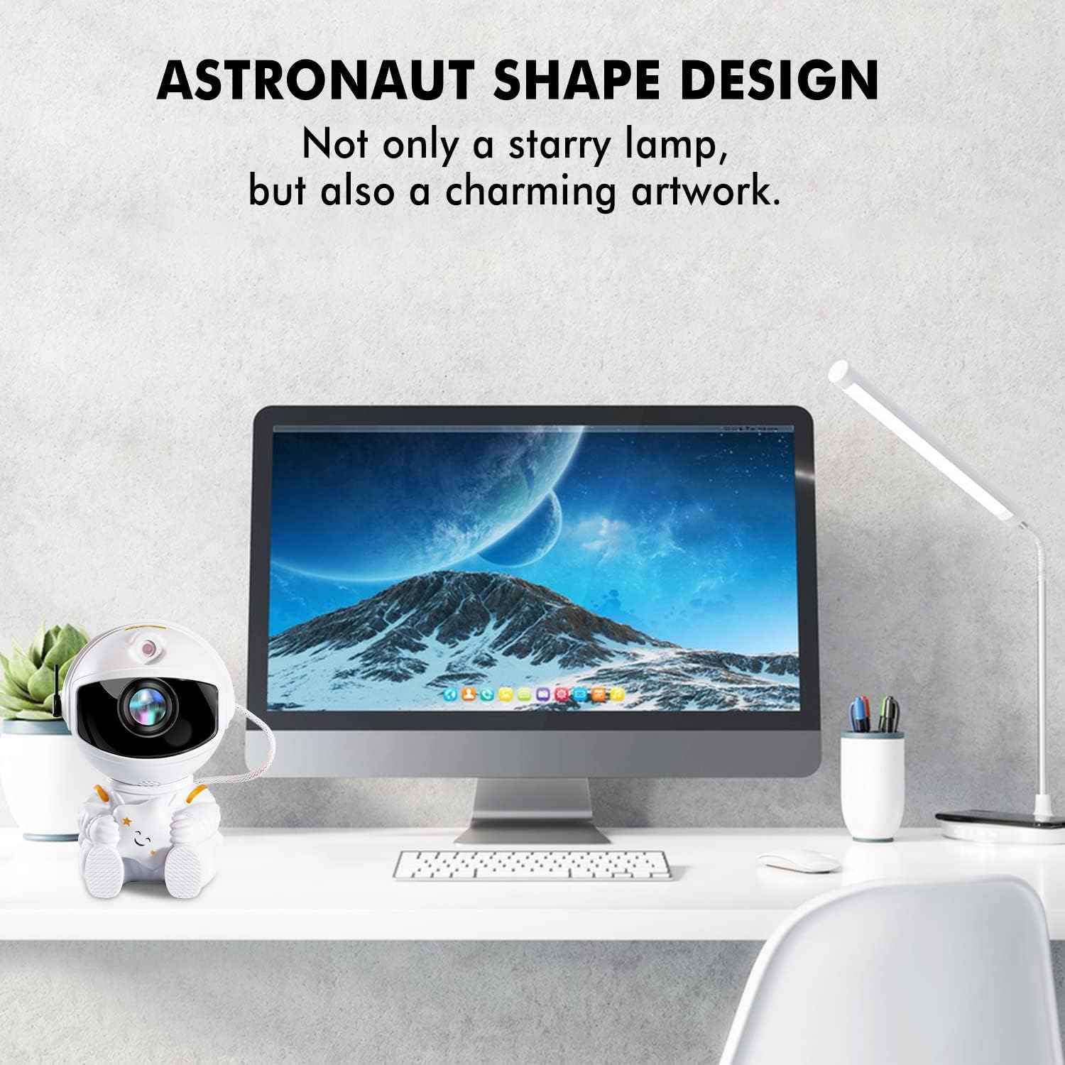 Astronaut Galaxy Night Light for Kids Bedroom - Safe LED Star Projector with Auto Shutoff Timer for Nursery and Playroom