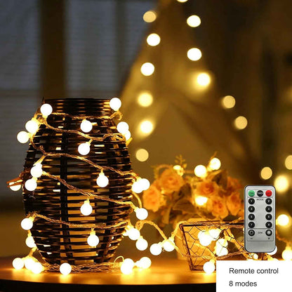 ZIMINGU LED Ball String Lights – Flameless Cool Touch Fairy Lights Safe for Kids and Pets, USB Powered Warm White Globe Lights