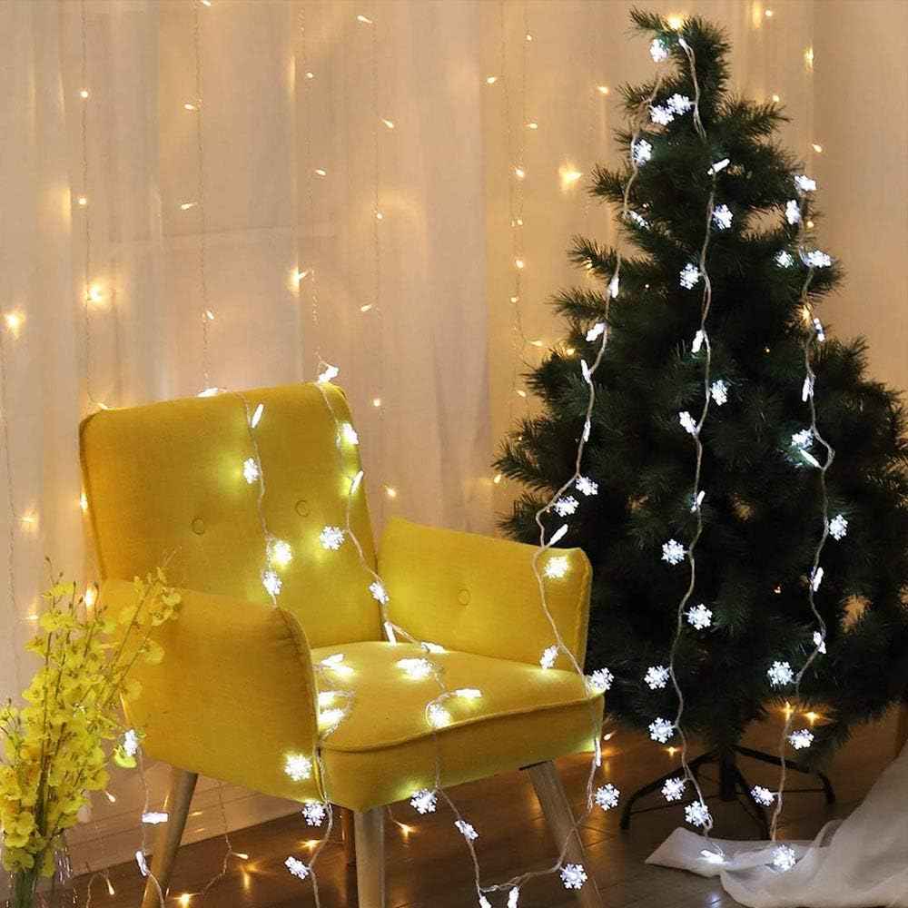 WesGen Snowflake String Lights Battery Operated – Safe Outlet-Free Bedroom Decor for Kids & Nursery, No Flame, 20ft