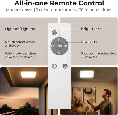 FULEN Motion Sensor Ceiling Light – Cordless Rechargeable Safety Light for Staircases and Hallways, 120° Detection