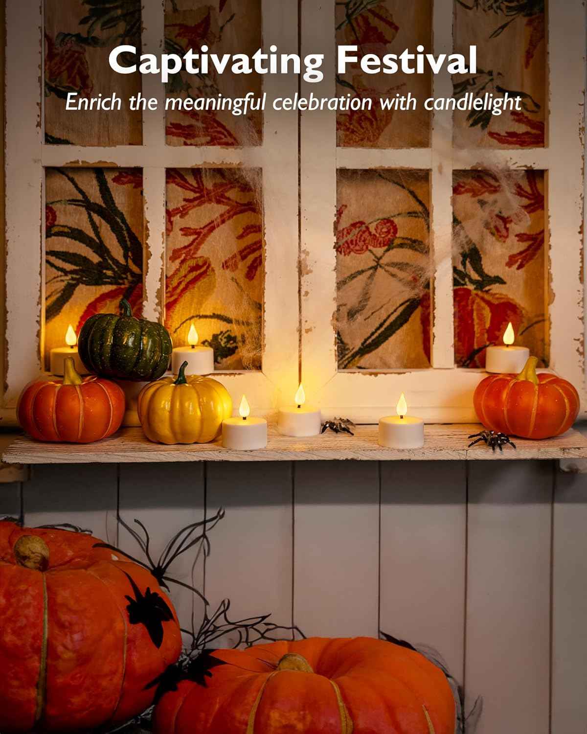 Homemory Flameless Tea Lights — Child and Pet Safe LED Candles with Auto-Off Timer