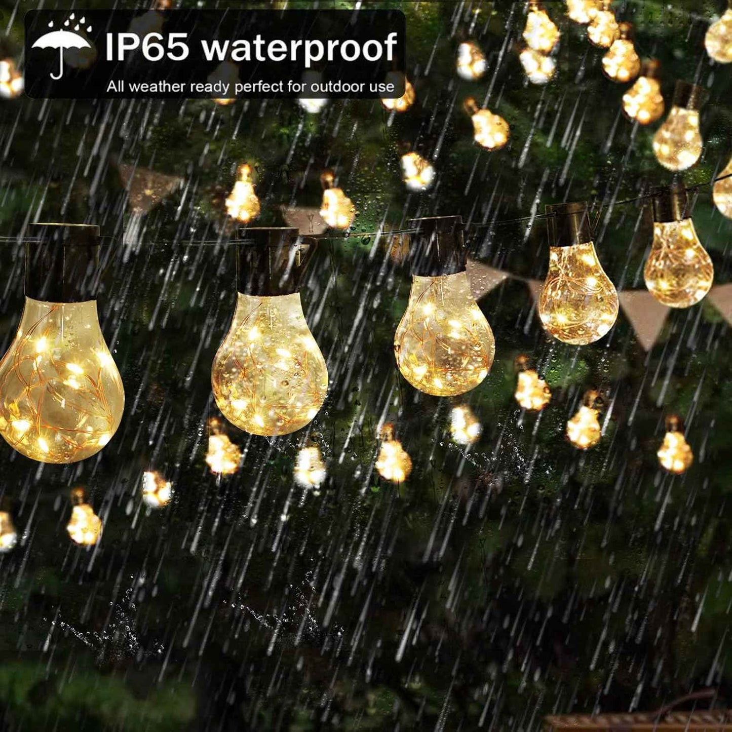 LumifyPro 14ft Battery Patio String Lights Weatherproof, 20 LED Hanging Bulbs Portable for Porch Gazebo Outdoor Dining No Outlet Needed