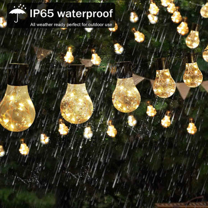 LumifyPro 14ft Battery Patio String Lights Weatherproof, 20 LED Hanging Bulbs Portable for Porch Gazebo Outdoor Dining No Outlet Needed