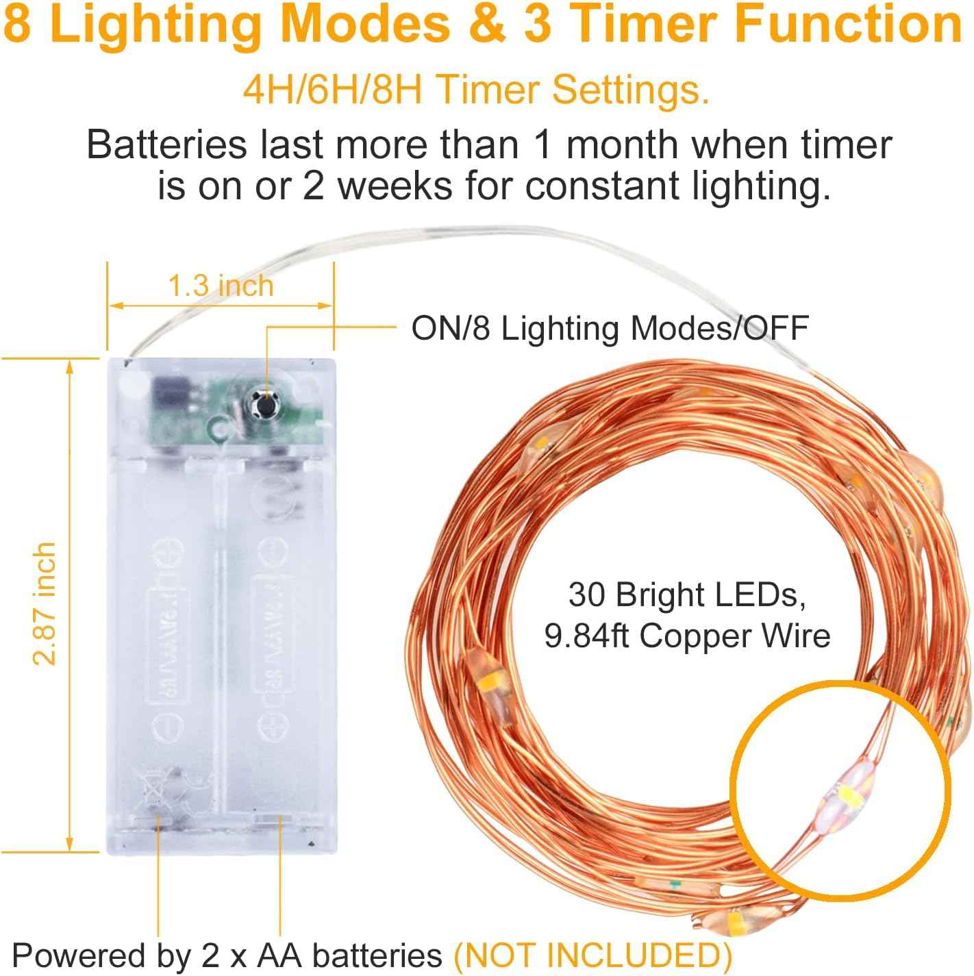 innolife LED Fairy String Lights 6 Pack – Cozy Bedroom Decor with Warm White Micro LEDs and Remote Timer