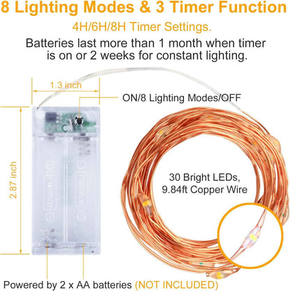 innolife LED Fairy String Lights 6 Pack – Cozy Bedroom Decor with Warm White Micro LEDs and Remote Timer