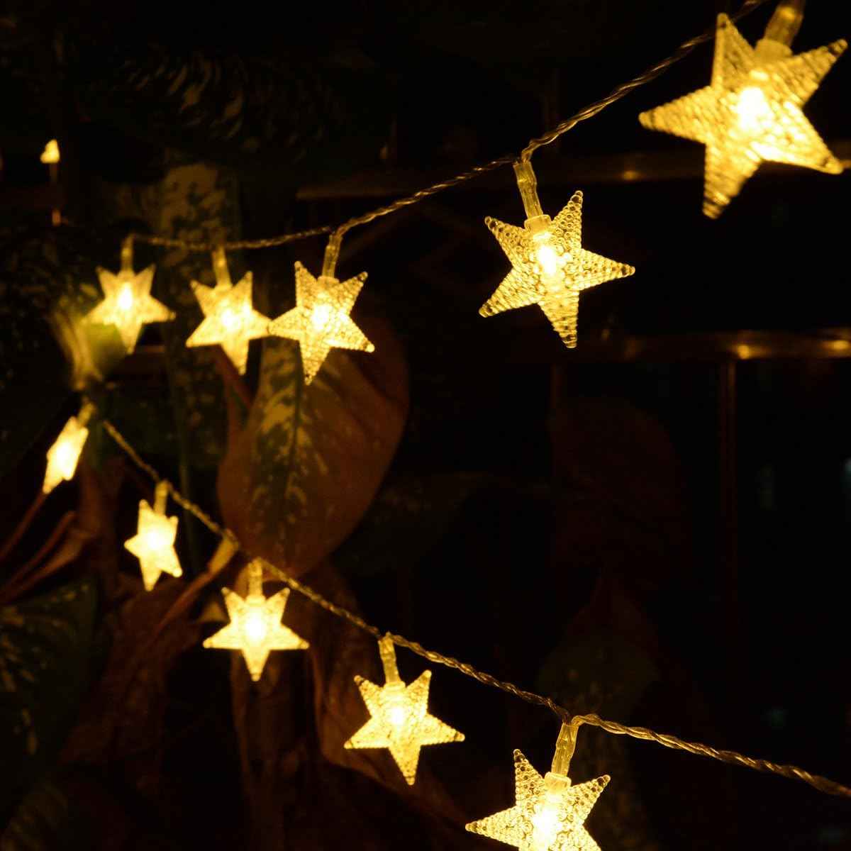 Homeleo Star String Lights for Bedroom & Living Room Decor, Warm White Battery LED Fairy Lights with Remote