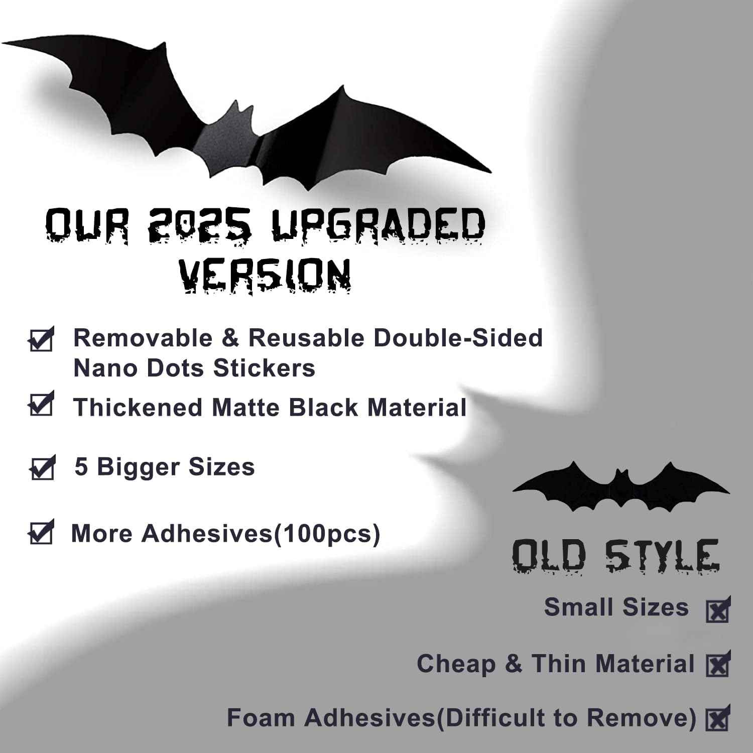 CESOF Weatherproof Bat Wall Stickers – Black 3D PVC Halloween Decor for Front Yard, Patio Door, Windows & Party Entryways