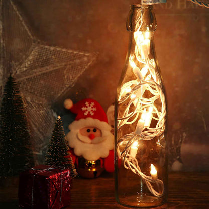 Mini Christmas Lights String Warm White Vintage Short Strand Lights, Uncluttered Neutral Accent for Intentional Holiday Styling, 10 Bulbs 5ft White Wire