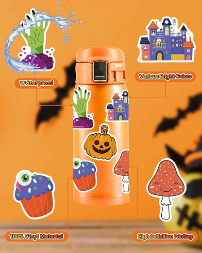 Kids Halloween Party Favor Stickers – 300 Waterproof Vinyl Stickers for Trick or Treat Goody Bags