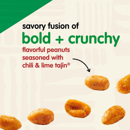 Snak Club Tajín Chili-Lime Peanuts – Portable Snack for Road Trips and Camping, Resealable 12 oz Bag