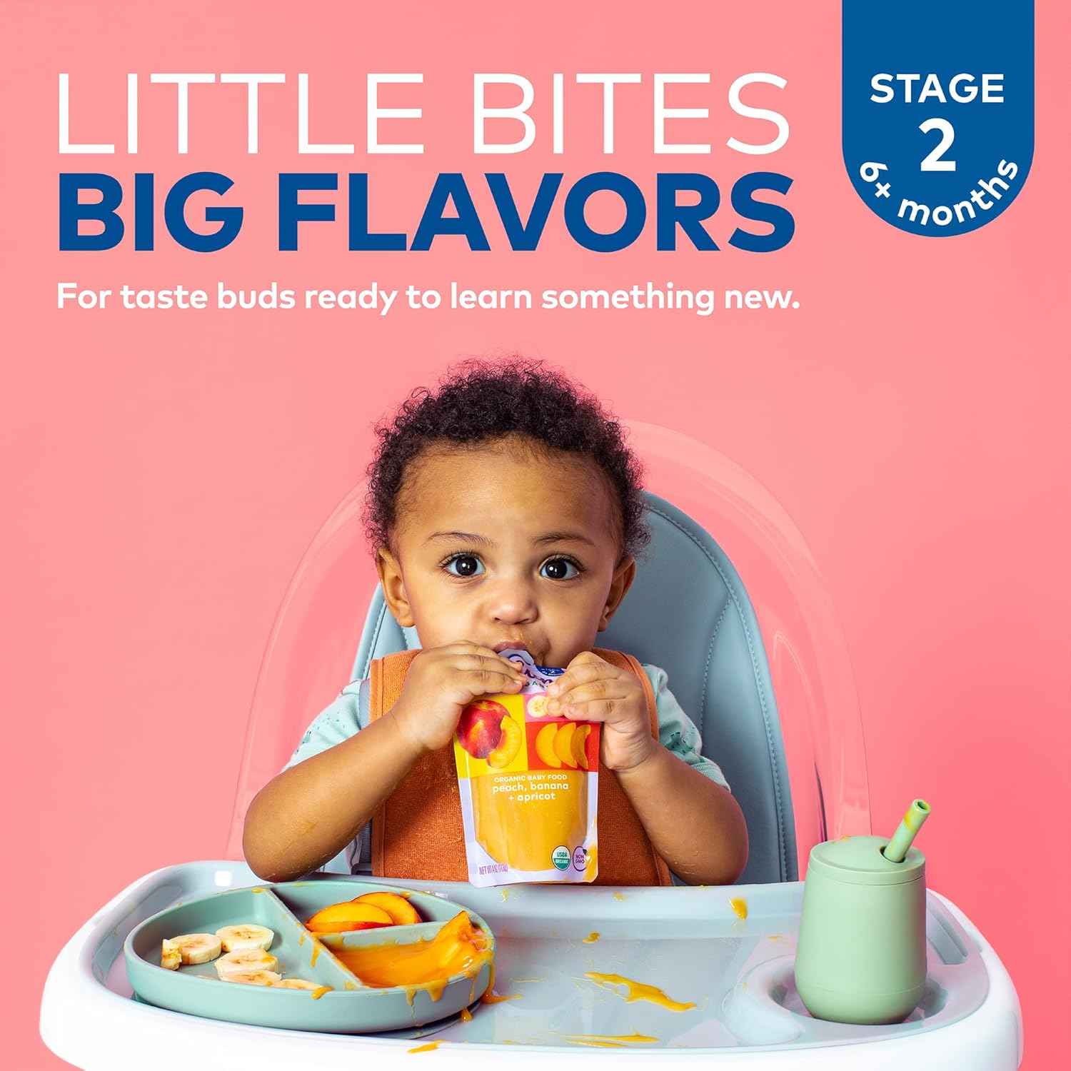 Plum Organics Organic Baby Food Pouches – USDA Certified Non-GMO Stage 2 Puree with Resealable Cap, 4 oz Safe Travel Pack of 4