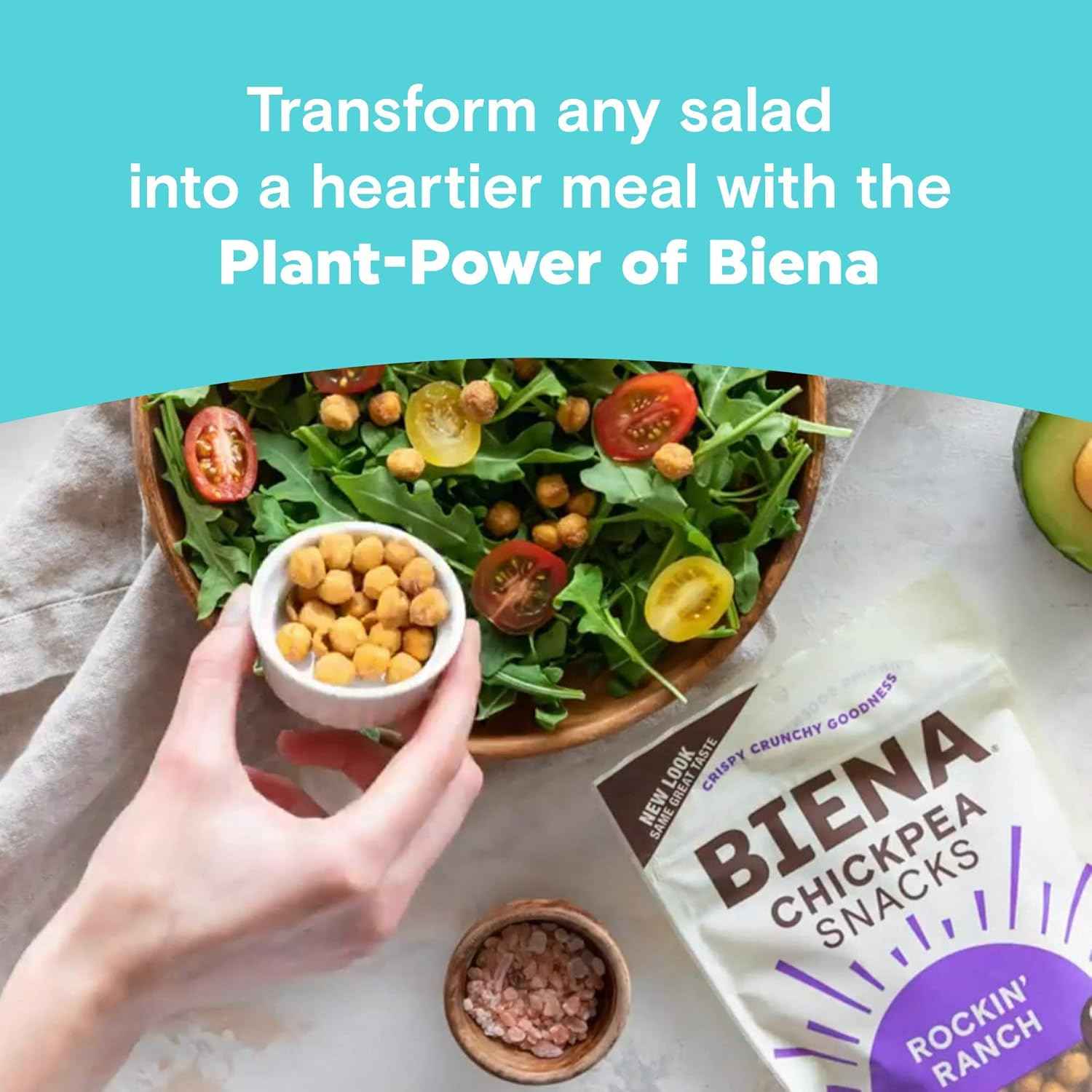 BIENA Rockin' Ranch Chickpea Snacks - High Fiber Vegan Protein Crunch for Healthy Pantry Snacking - 5 Ounce Resealable Pouch