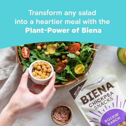 BIENA Rockin' Ranch Chickpea Snacks - High Fiber Vegan Protein Crunch for Healthy Pantry Snacking - 5 Ounce Resealable Pouch