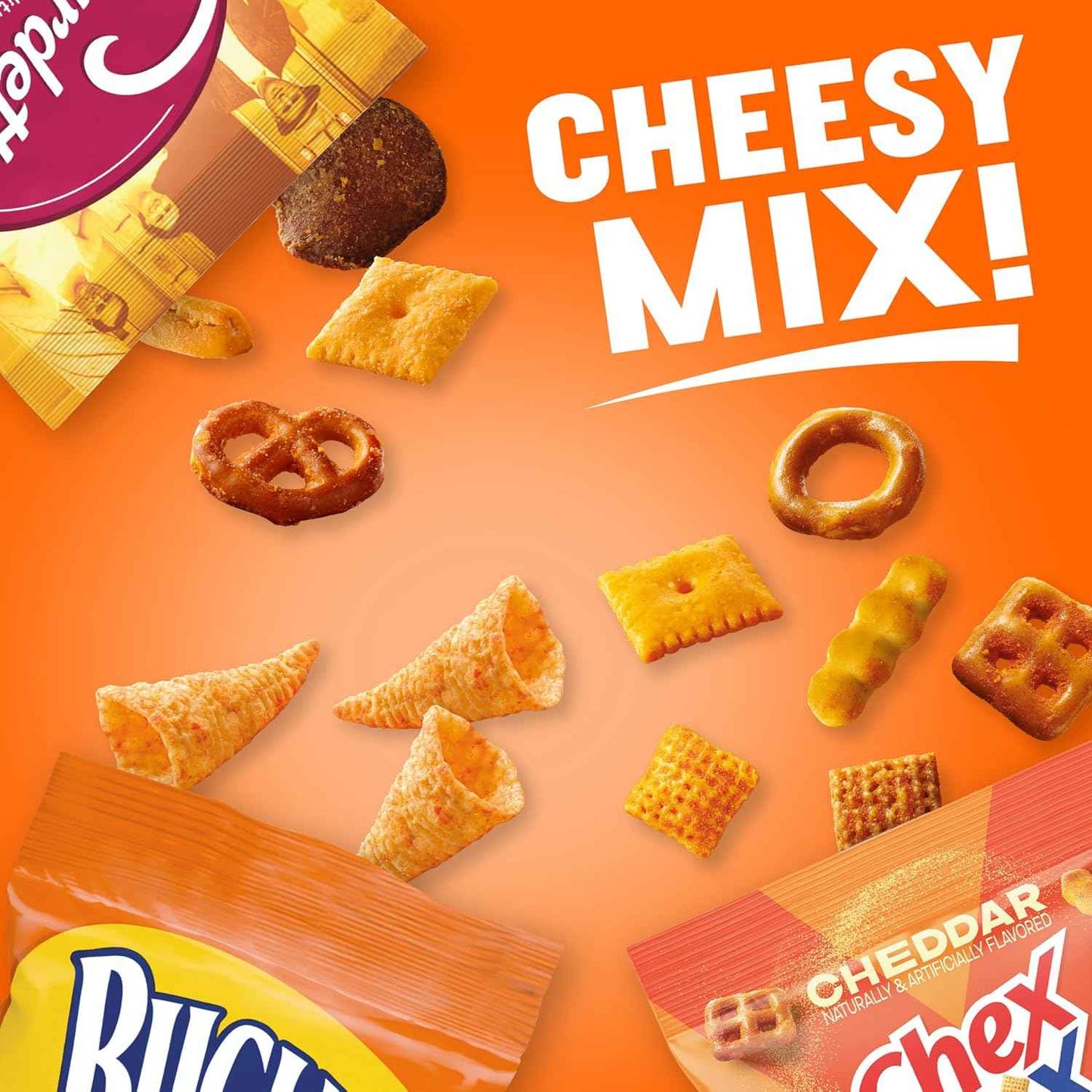 General Mills Cheesy Snack Variety Pack – Backyard Patio Party Snack Station, Cheddar Chex Mix, Nacho Bugles & Gardetto's Single-Serve