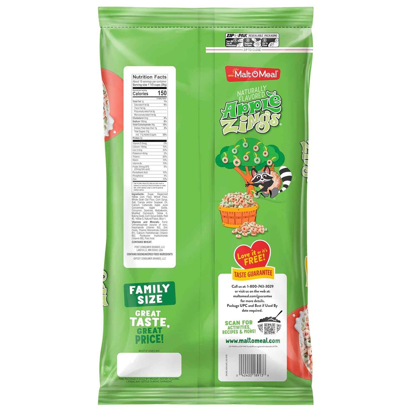 Malt-O-Meal Apple Zings Cereal – Wholesome Apple Cinnamon Breakfast, Mindful Morning Bowl