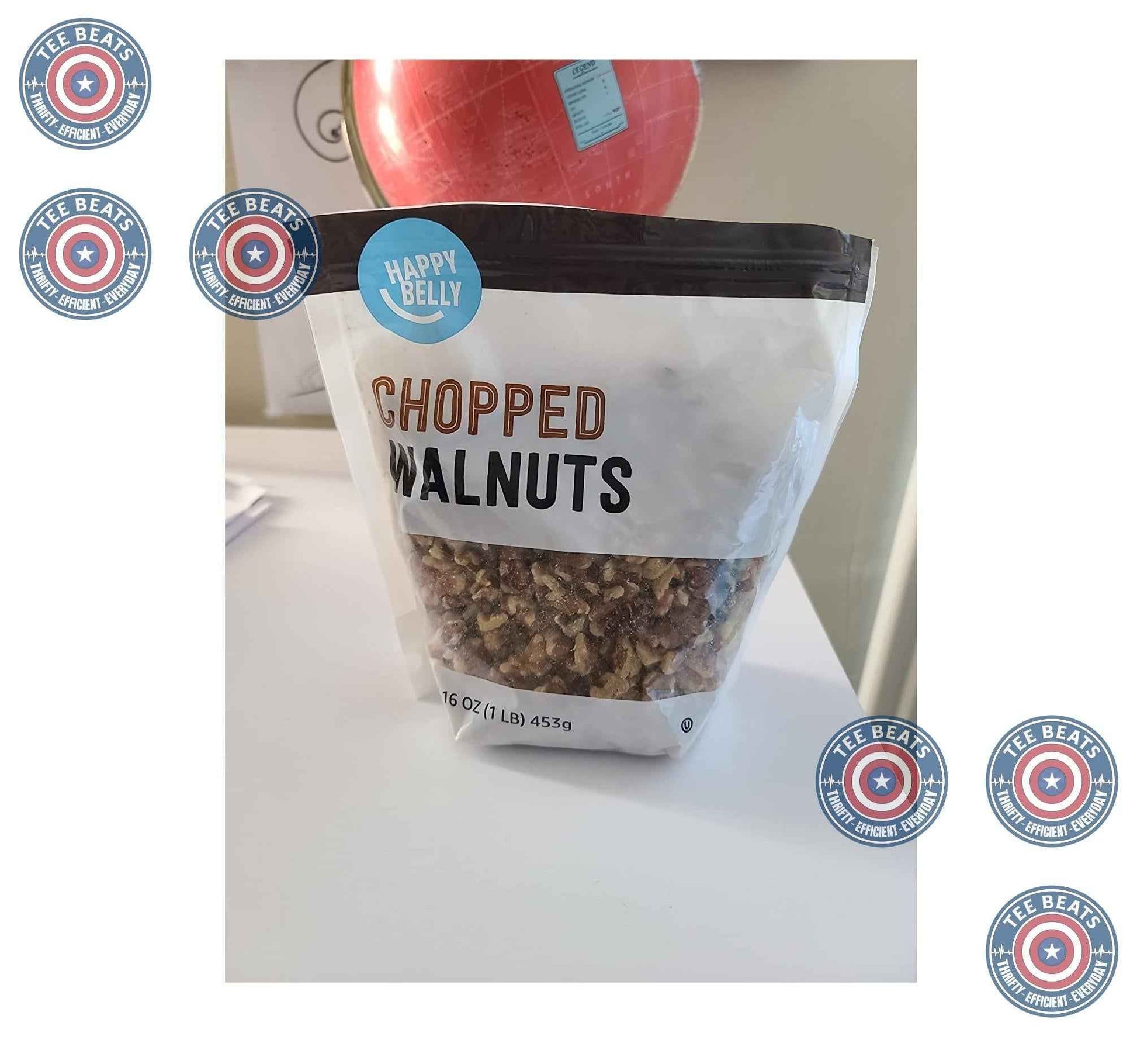 Happy Belly Chopped Walnuts for Quick Baking Prep and Coffee Cake Mixes, 16 oz Bulk Pack