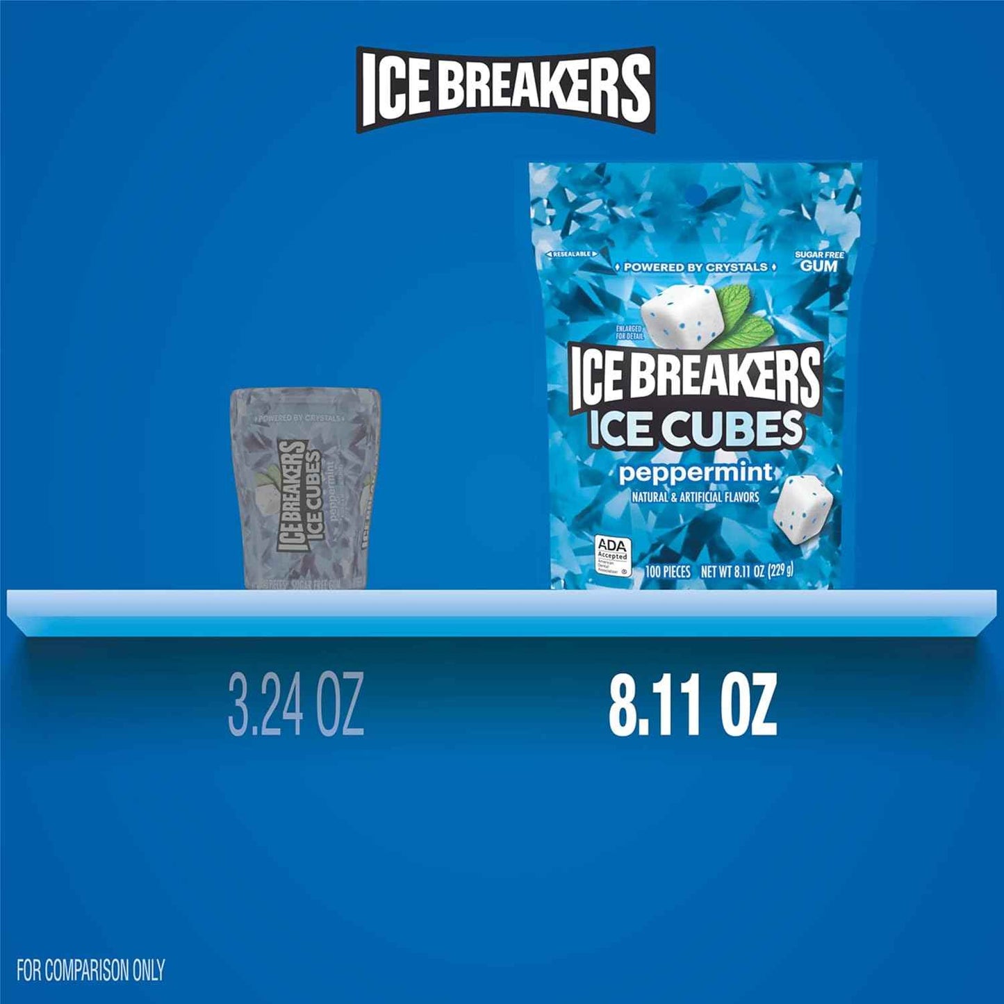 ICE BREAKERS Ice Cubes Peppermint Sugar Free Chewing Gum Pouch, 100 Pieces – Desk Drawer Fresh Breath for Office Professionals and Client Calls