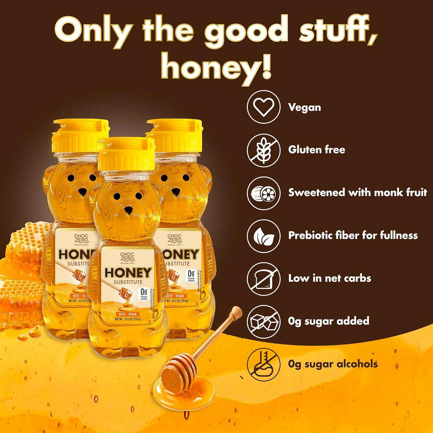ChocZero Sugar Free Honey – Housewarming and Holiday Present for Health Conscious Home Cooks, 10.5oz