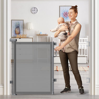 Retractable Baby Gate for Stairs & Doorways – Trip-Free Mesh Barrier for Toddler Fall Prevention, 55" Wide Child Safety Gate