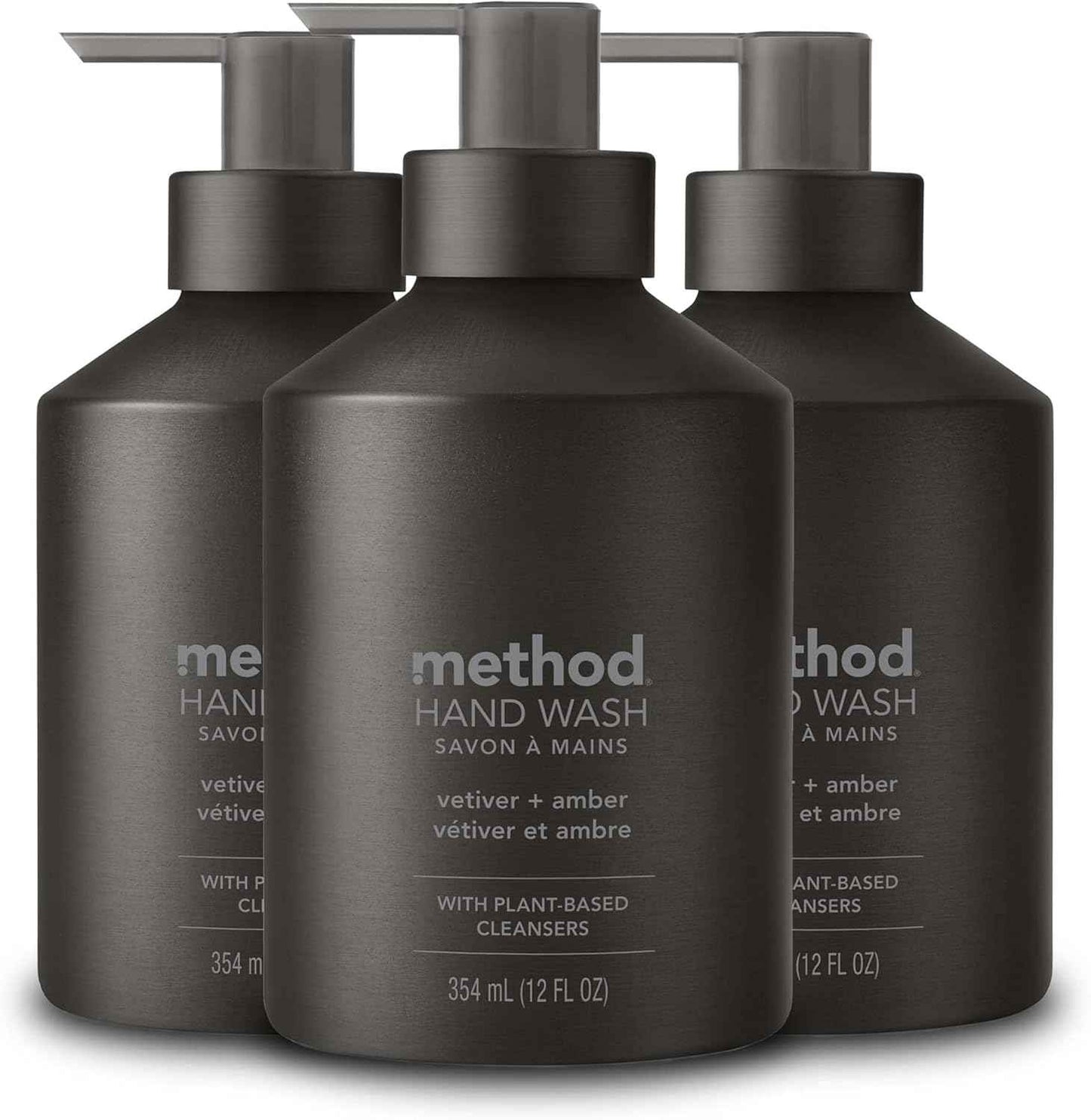 Method Gel Hand Soap Vetiver + Amber – Intentional Bathroom Dispenser, Clutter-Free Refillable Aluminum Set