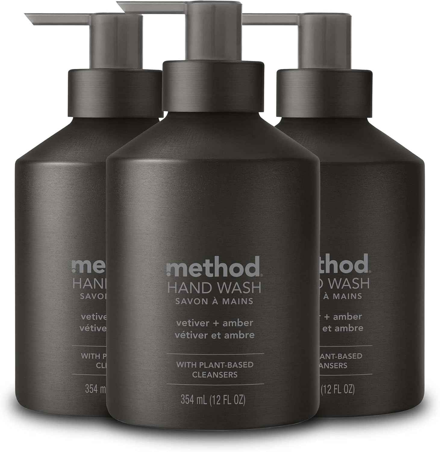 Method Gel Hand Soap Vetiver + Amber – Intentional Bathroom Dispenser, Clutter-Free Refillable Aluminum Set