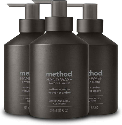 Method Gel Hand Soap Vetiver + Amber – Intentional Bathroom Dispenser, Clutter-Free Refillable Aluminum Set