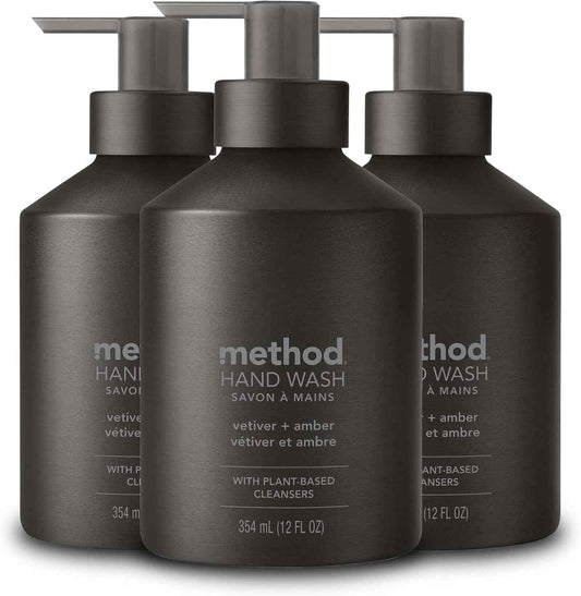Method Gel Hand Soap Vetiver + Amber – Intentional Bathroom Dispenser, Clutter-Free Refillable Aluminum Set