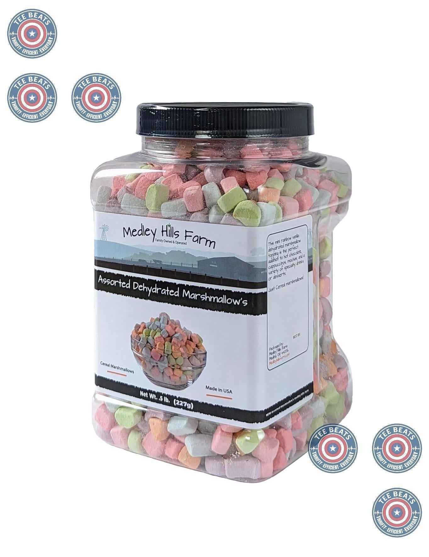 Medley Hills Farm Mini Dehydrated Marshmallows – Bright Multicolored Bits for Kids' Snacks and Lunchbox Treats