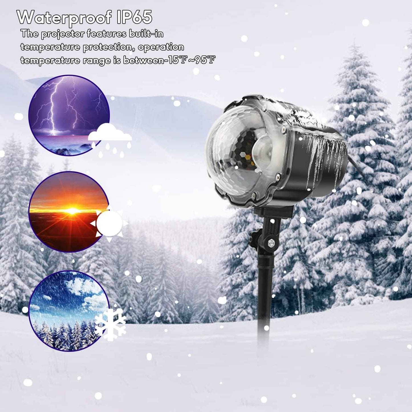 LuminScape Snow Falling Light – IP65 Waterproof Projector for Backyard, Driveway, and House Facade
