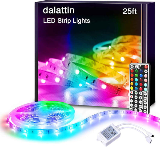dalattin RGB LED Strip Lights 50ft for Party Room and Holiday Decor, 4 Flash Modes Color Changing Light Kit