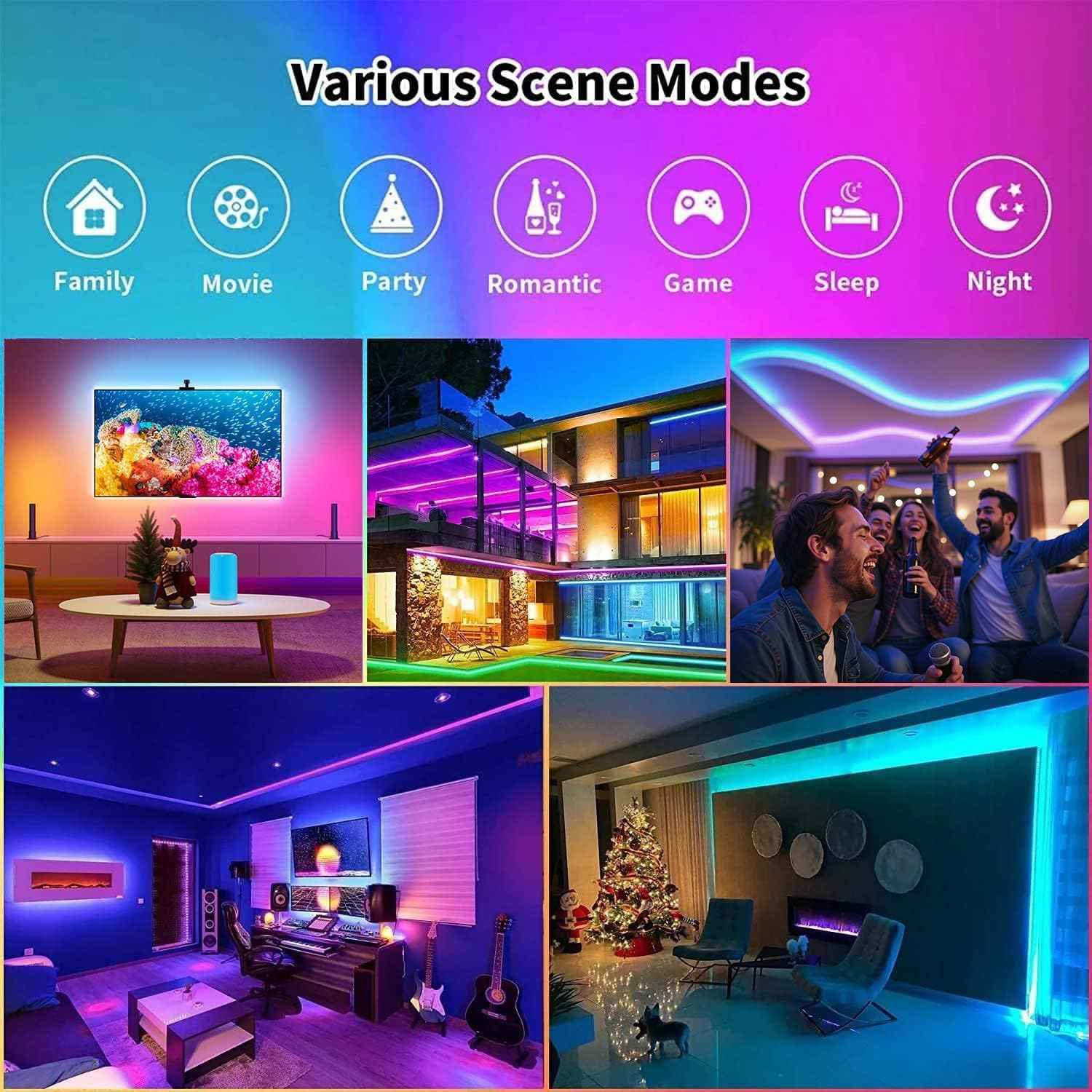 CHARKEE LED Lights Romantic Gift for Couples, USB RGB Strip Light with Music Sync for Valentine's Day and Date Night, App and IR Remote Controlled