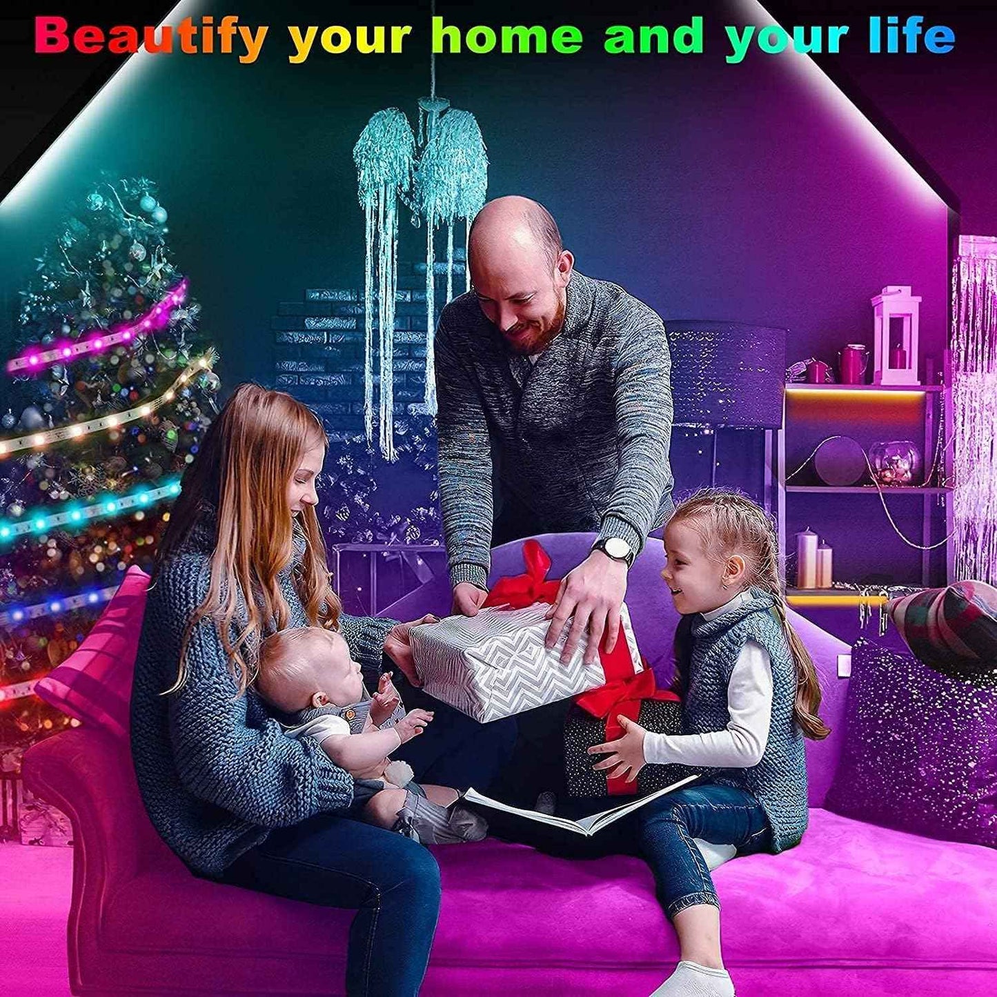 Keepsmile LED Strip Lights Dimmable Warm Mood Lighting for Bedroom Wind Down and Sleep Routine, Timer RGB Strip